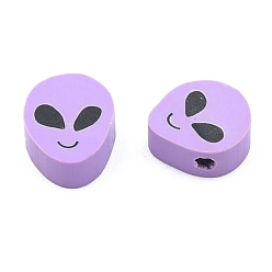 Medium Purple Handmade Polymer Clay Beads, Aliens, Medium Purple, 10~10.5x8.5~9x4.5mm, Hole: 1.6mm