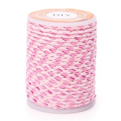 Pink Cordón de polialgodón de 4 capas., cuerda de algodón macramé hecha a mano, para colgar en la pared de cuerdas colgador de plantas, tejido de hilo artesanal de bricolaje, rosa, 1.5 mm, aproximadamente 4.3 yardas (4 m) / rollo