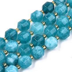 Dark Turquoise Natural Dolomite Beads Strands, Faceted, Dyed, Round, Dark Turquoise, 10.5x9.5mm, Hole: 1.2mm, about 31pcs/strand, 15.04 inch~15.35 inch(38.2cm~39cm)