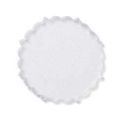White DIY Cup Mat Set Silicone Molds, Resin Casting Molds, For DIY UV Resin, Epoxy Resin Craft Making, Mandala Flower, White, 127x9mm