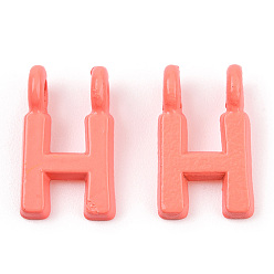 Letter H Rack Plating Spray Painted Alloy 2-Loop Link Pendants, Letter Charms, Lead Free & Nickel Free & Cadmium Free, Letter.H, 13.5x8.5x2mm, Hole: 2mm