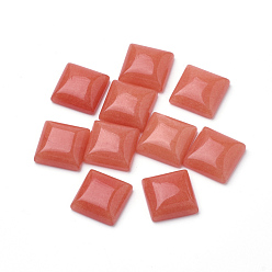 Coral Natural White Jade Cabochons, Dyed, Square, Coral, 10x10x5mm