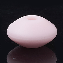 Pink Perles de silicone écologiques de qualité alimentaire, perles à mâcher pour les jouets de dentition, Diy soins infirmiers colliers faisant, rondelle, rose, 12x6~7mm, Trou: 2mm