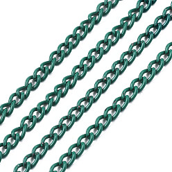 Vert Mer Électrophorèse chaînes de fer tordues, non soudée, avec bobine, couleur unie, ovale, vert de mer, 3x2.2x0.6mm