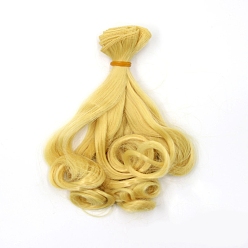 Jaune Champagne Cheveux de perruque de poupée de coiffure permanente de poire longue de fibre à haute température, pour bricolage fille bjd making accessoires, jaune champagne, 5.91~39.37 pouce (15~100 cm)