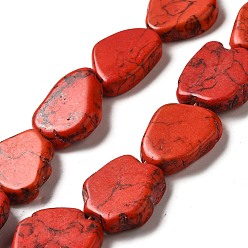 Roja Hilos de perlas sintéticas teñidas de turquesa, pepitas, rojo, 22~32x19~26.5x6~10 mm, agujero: 1.2 mm, sobre 15~16 unidades / cadena, 15.83~16.34'' (40.2~41.5 cm)