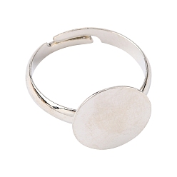 Platino Bases del anillo del cojín de latón, sin plomo y níquel y cadmio, ajustable, de color platino, 12 mm