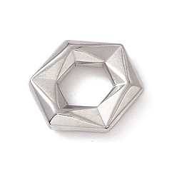 Stainless Steel Color 304 Stainless Steel Pendants, Hexagon Charm, Stainless Steel Color, 17.5x20x4.5mm