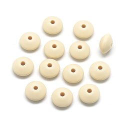 Wheat Food Grade Eco-Friendly Silicone Beads, Chewing Beads For Teethers, DIY Nursing Necklaces Making, Rondelle, Wheat, 12x6~7mm, Hole: 2mm