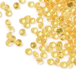 Gold Cubic Zirconia Cabochons, Faceted Diamond, Gold, 1.5x1mm