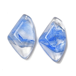 Aciano Azul Colgantes de cristal transparente, encantos de alas facetadas, azul aciano, 32.5x19x6.5 mm, agujero: 1.6 mm