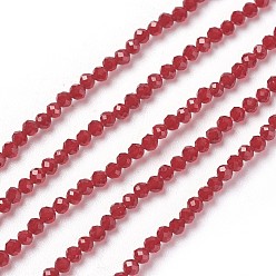 Rouge Foncé Chapelets de perles en verre transparentes  , facette, ronde, rouge foncé, 2mm, Trou: 0.5mm, Environ 164~182 pcs/chapelet, 14.8~15.7 pouce (37.5~40 cm)