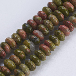 Unakite Natural Unakite Beads Strands, Rondelle, 4.5~5x2~2.5mm, Hole: 0.8mm, about 166pcs/strand, 15.3 inch(38.5cm)