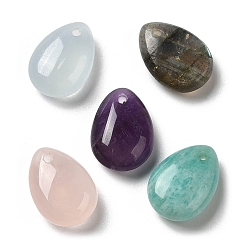 Mixed Stone Natural Mixed Gemstone Teardrop Charms, for Pendant Necklace Making, 14x10x6mm, Hole: 1mm