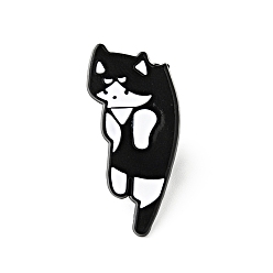 Noir Broche en émail de chat de dessin animé, insigne en alliage plaqué or clair pour vêtements de sac à dos, noir, 28x15x1.3mm