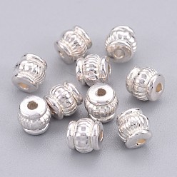 Серебро Бусины тибетского стиля , без кадмия и без свинца, баррель, серебряные, 5x5x5 мм, отверстие : 1.5 мм