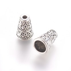 Antique Silver Tibetan Style Alloy Bead Cone, Lead Free, Cadmium Free and Nickel Free, Cone, Antique Silver, about 7mm wide, 10mm long, hole: 2mm, Inner Diameter: 5mm