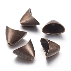 Red Copper Tibetan Style Alloy Triangle Apetalous Bead Cones, For Tassels Pendant,  Cadmium Free & Nickel Free & Lead Free, Red Copper, 14x20x12mm, Hole: 2mm