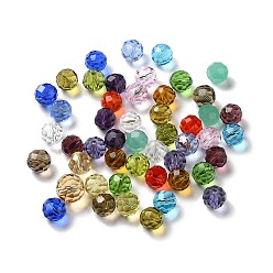 Couleur Mélangete Verre imitation perles de cristal autrichien, facette, ronde, couleur mixte, 8mm, Trou: 1mm