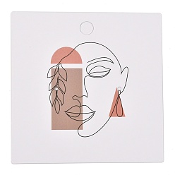 Human Square Cardboard Earring Display Cards, for Jewlery Display, Women Pattern, 8x8x0.04cm, about 100pcs/bag