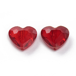 Light Siam Glass Beads, Faceted, Heart, Light Siam, 10x12x5.5mm, Hole: 1.2mm