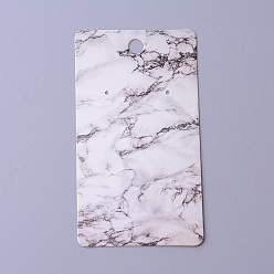 Blanco Cartón pendiente tarjetas de presentación, rectángulo con patrón de mármol, blanco, 9x5x0.04 cm, agujero: 1.5 mm