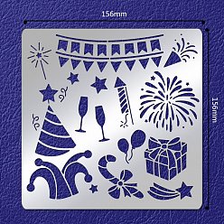 Motifs Mixtes Pochoirs de matrices de coupe en acier inoxydable, pour bricolage scrapbooking / album photo, carte de papier de bricolage décoratif, couleur inox, Motif à thème de Noël, 15.6x15.6 cm