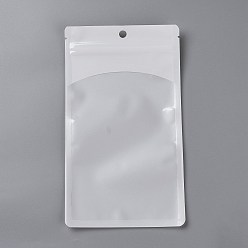 Blanco Bolsa de plástico con cierre de cremallera, bolsas de almacenamiento, bolsa autoadhesiva, sello superior, con ventana y orificio para colgar, Rectángulo, blanco, 21x12x0.15 cm, espesor unilateral: 3.3 mil(0.085mm)