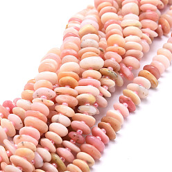 Pink Opal Natural Pink Opal Beads Strands, Nuggets, 8~11x9~14x1.5~5mm, Hole: 0.8mm, about 74pcs/strand, 15.55''(39.5cm)