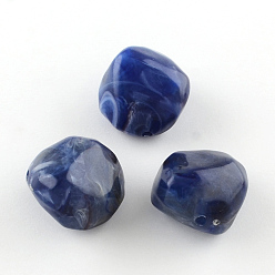 Medium Blue Nuggets Imitation Gemstone Acrylic Beads, Medium Blue, 25x24x17mm, Hole: 3mm, about 84pcs/500g