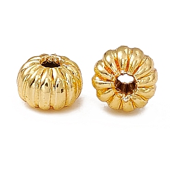 Real 18K Gold Plated Rack Plating Brass Beads, Long-Lasting Plated, Pumpkin, Real 18K Gold Plated, 4x3mm, Hole: 1mm