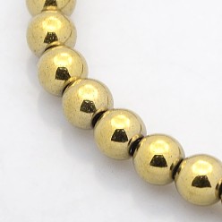 Golden Plated Electroplate Non-magnetic Synthetic Hematite Beads Strands, Faceted Drum, Golden Plated, 3x3mm, Hole: 1mm, about 159pcs/strand, 15.7 inch