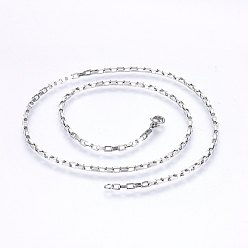 Stainless Steel Color 304 Stainless Steel Box Chain Necklaces, with Lobster Claw Clasps, Stainless Steel Color, 19.7 inch(50cm), 4mm, 2.5mm