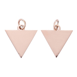 Rose Gold 201 Stainless Steel Pendants, Manual Polishing, Inverted Triangle, Rose Gold, 16x15x1mm, Hole: 3.5mm