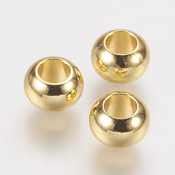 Real 18K Gold Plated Brass Spacer Beads, Real 24K Gold Plated, Rondelle, 6x4mm, Hole: 3mm