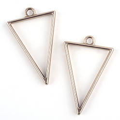 Coffee Golden Matte Style Rack Plating Alloy Triangle Open Back Bezel Pendants, For DIY UV Resin, Epoxy Resin, Pressed Flower Jewelry, Cadmium Free & Nickel Free & Lead Free, Coffee Golden, 39x25x3.5mm, Hole: 3mm