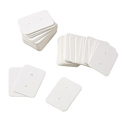 Белый Бумажные ювелирные украшения серьги дисплей карты, прямоугольные, белые, 35x25x0.5 мм