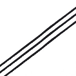 Noir Cordons de fils de coton en nylon rond teints respectueux de l'environnement, noir, 1 mm, 20 mètres / rouleau