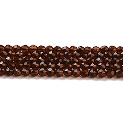 Brun De Noix De Coco Chapelets de perles en verre transparentes  , ronde à facettes, brun coco, 2x2mm, Trou: 0.6mm, Environ 184 pcs/chapelet, 14.49'' (36.8 cm)