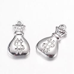 Stainless Steel Color 201 Stainless Steel Pendants, Money Bag, Stainless Steel Color, 17x10x3mm, Hole: 1mm