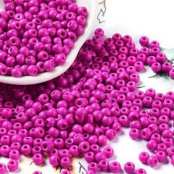 Rouge Violet Moyen Cuisson de peinture perles de rocaille en verre, ronde, support violet rouge, 4x3mm, Trou: 1.2mm, environ 7650 pcs / livre