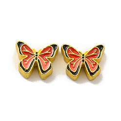 Matte Gold Color Alloy Enamel Beads, Lead Free & Cadmium Free, Butterfly, Matte Gold Color, 10x12.3x3.8mm, Hole: 1.8mm