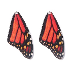 Red Spring and summer series Acrylic Pendants, for Earring Making, Butterfly Wing, Red, 39.5x19.5x2mm, Hole: 1.6mm