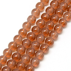 Chocolate Baking Painted Glass Beads Strands, Imitation Opalite, Round, Chocolate, 8mm, Hole: 1.3~1.6mm, about 100pcs/strand, 31.4 inch