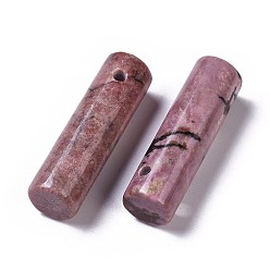 Rhodonite Natural Rhodonite Pendants, Column, 34~36x10~10.5mm, Hole: 2mm