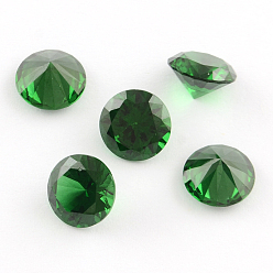 Green Diamond Shaped Cubic Zirconia Pointed Back Cabochons, Faceted, Green, 10mm