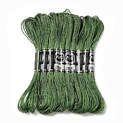 Green 10 Skeins 12-Ply Metallic Polyester Embroidery Floss, Glitter Cross Stitch Threads for Craft Needlework Hand Embroidery, Friendship Bracelets Braided String, Green, 0.8mm, about 8.75 Yards(8m)/skein