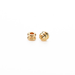 Real 18K Gold Plated Rack Plating Brass Beads, Nickel Free, Grooved, Column, Real 18K Gold Plated, 3x2mm, Hole: 1.2mm