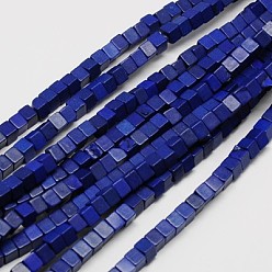 Bleu Moyen  Perles synthétiques turquoise brins, teint, cube, bleu moyen, 4x4x4mm, Trou: 1mm, Environ 95 pcs/chapelet, 15.75 pouce