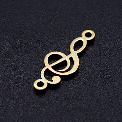 Золотой 201 соединительные звенья нержавеющие, скрипичный ключ, золотые, 18.5x7x1 мм, отверстие : 1.2 мм